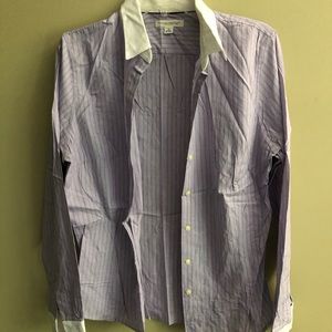Purple stripe collar button down shirt